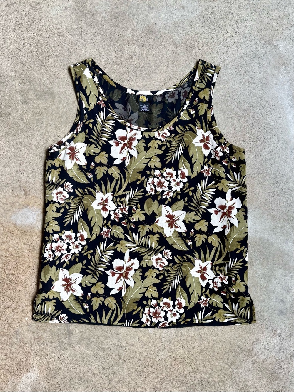 Vintage 90s Morgan Taylor Floral Silk Tank Top
